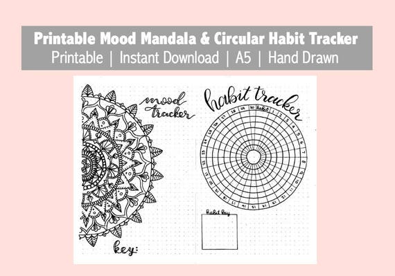 Mood Mandala &amp; Circular Habit Tracker Printable Instant