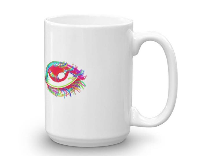 Rainbow Eyes Makeup Coffee Mugs for Coffee Lovers, Gifts for Teachers, Mom, Friend, Grandma, Ceramic, Girls, Women, CoffeeShopCollection
