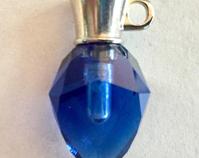 SALE SALE Vintage Swarovski pendant perfume bottle petite Charm Austrian crystal Dark Sapphire silver stopper art 6982 faceted bead