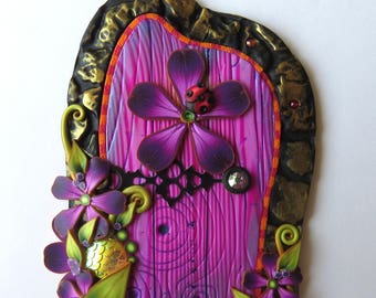 Pink and Purple Fairy Door Handmade Pixie Portal Miniature Fairy Garden Decor Tooth Fairy Entrance