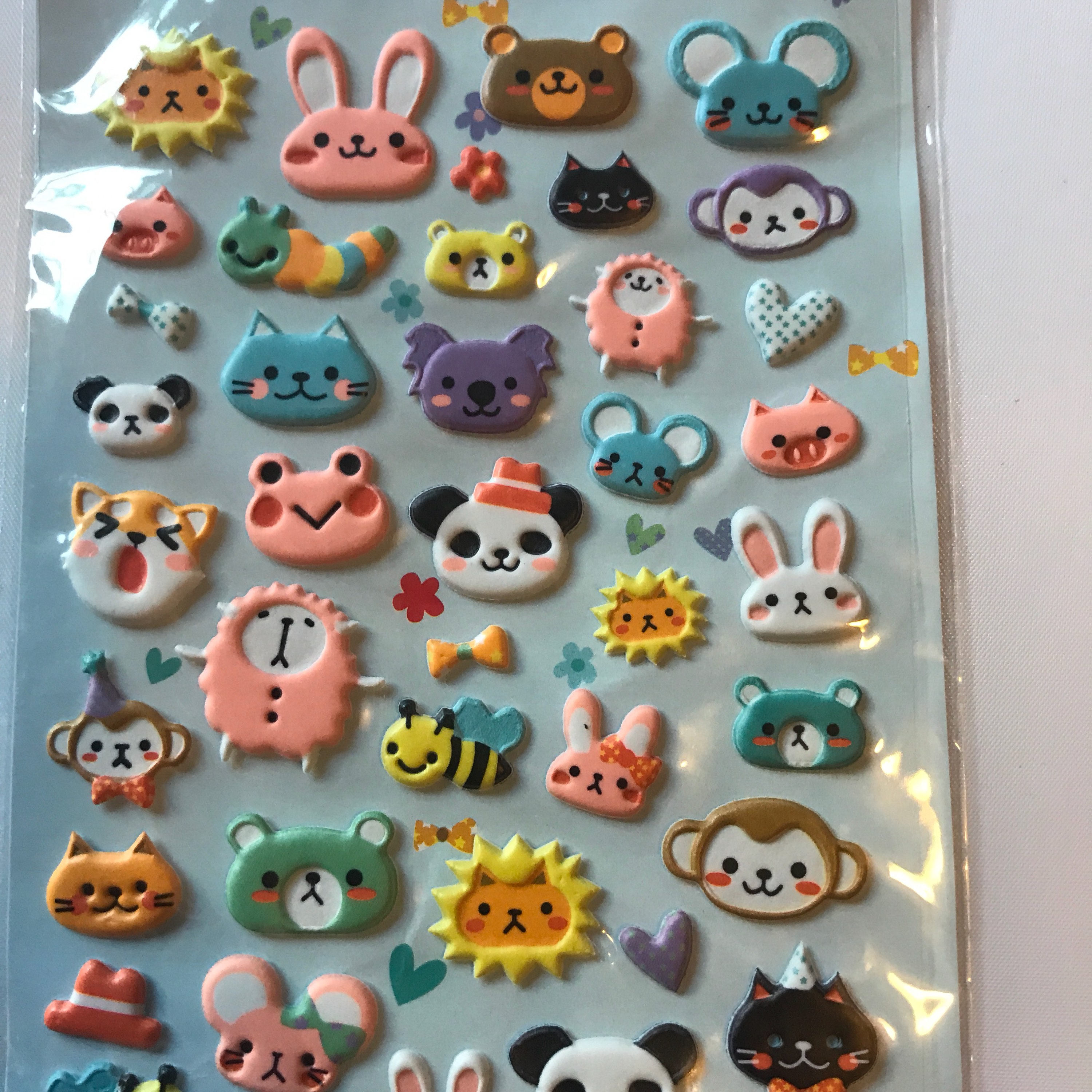 Animal head stickers cute kawaii animal stickers puffy foam
