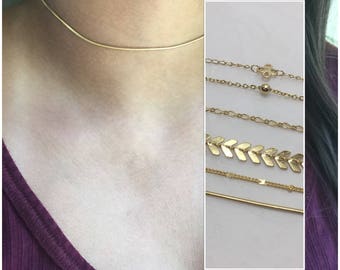 Dainty Choker, Snake Chain Choker, Gold Choker, Layered Necklace, Simple Chain Necklace, Chain Necklace, Minimal, Delicate necklace