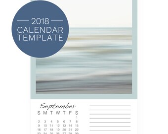 Calendar Template 2018 - Photo Desk Calendar - 2018 Calendar Template - 2018 5x7 Calendar - Blank Calendar - DIY Photo Calendar Template