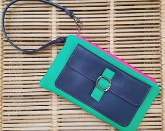 Leather Clutch, Wristlet Wallet, Monogrammed Wristlet, Small Leather Wristlet, Clutch Purse, Cute Gift for Wife - The Lulu Wristlet in Teal