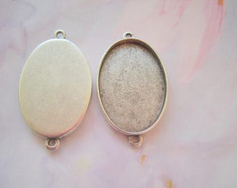 Oval Pendant Blanks Extra Large Silver Plated Pewter (No. ND225)