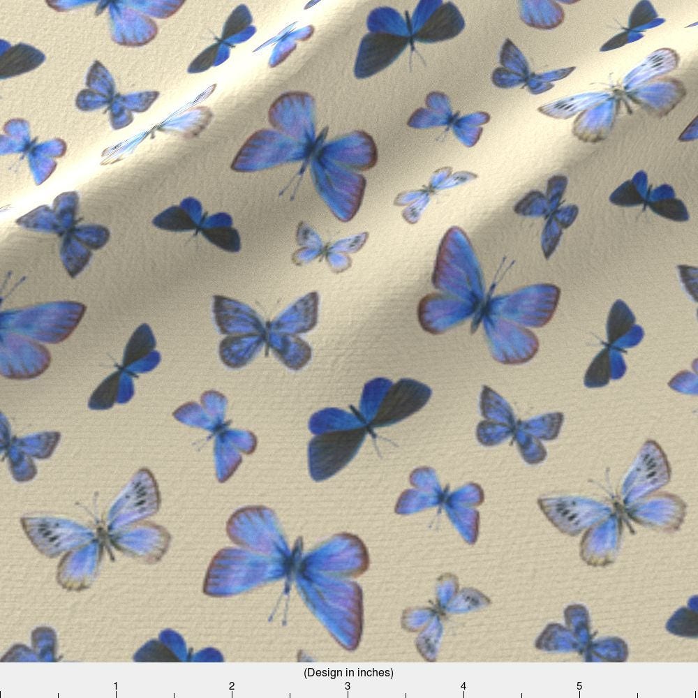 Scattered Blue Butterflies Fabric Blues On The Air Small By