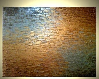 Original Abstract Gold Metallic Palette Knife Painting - Bronze Modern Textured Art by Lafferty - 36 x 48 - 22% Off Sale