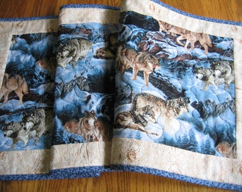 Quilted Table Runner in a Wolves Pattern - NEW PATTERN
