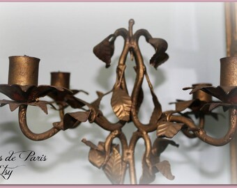 Romantic tall vintage tole candelabra ~ So French Shabby ~ Italian tole ~ Romantic
