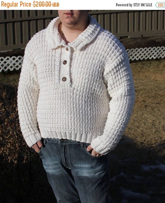 Natural Super wash merino wool HANDMADE Knit Aran Sweater