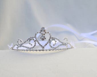 Girls And Toddler Rhinestone Tiara / Flower Girl Tiara / Princess Tiara / Birthday Tiara / Cinderella Tiara / Flower And Rhinestone Tiara