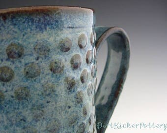 Pottery Mug with Texture Dots in Rustic Iron Blue - Sensory Mug - by DirtKicker Pottery