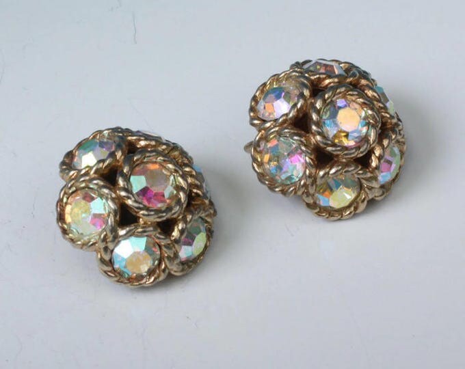 Sarah Coventry Dancing Magic Earrings AB Rhinestones Vintage