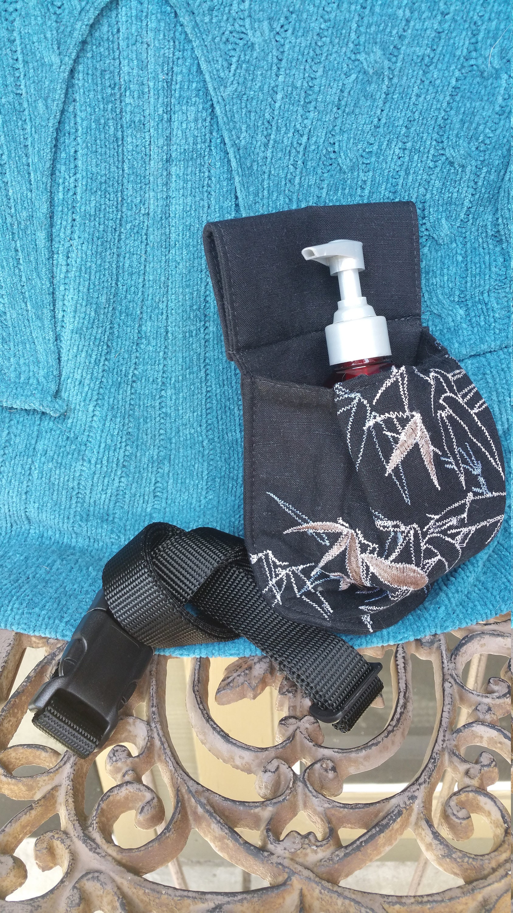 Massage Therapy 8 oz cream jar couch hip holster black linen