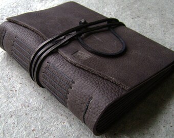 Leather photo album, for 4-inch by 6-inch photos, handmade rustic photo album, vintage style photo album (2598)