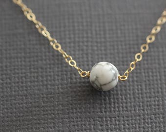 gold choker, silver choker, dainty choker, simple choker, marble choker, white marble, white howlite, simple necklace, dainty necklace