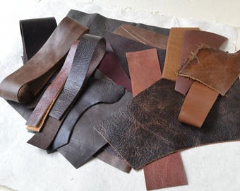 Leather Scrap Pack - 8 Ounces of Quality Leather Scrap Pieces
