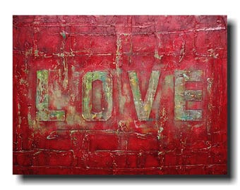 Abstract Industrial Art painting - 18 X 24 Inches-by Artist JMJartstudio- Love--decor-Red painting wall art