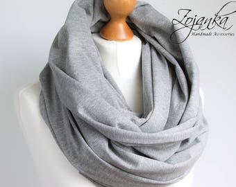 Oversized Infinity Scarf, GREY infinity scarf, Chunky large cotton snood, hooded circle Scarf, extra Large Jersey Infinity scarf, gift ideas