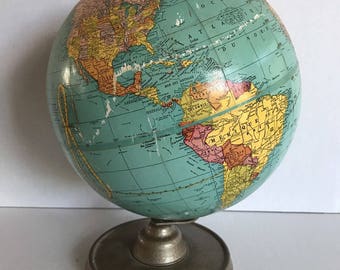 Small Vintage French Cram World Globe Home Decor