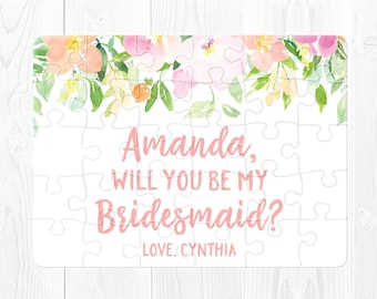 Bridesmaid Proposal Puzzle Will You Be My Bridesmaid Gift Custom Bridesmaid Gift Custom Bridesmaid Puzzle Personalized Bridesmaid Card Pink