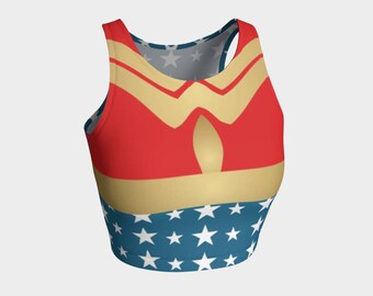 Wonder Woman B | Athletic Top | Size XS S M L XL | Bold Graphic Design | Active Wear Gym Tank Crop Singlet Yoga Dance Running Swimming