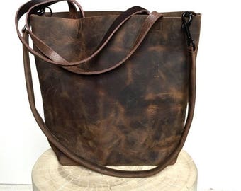 summer sale Dark Brown Leather Tote Bag - large brown leather bag - Leather Travel Bag - dark brown Leather Market bag - crossbody bag