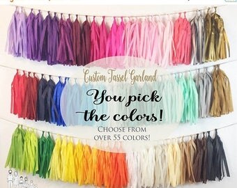 ON SALE TODAY Tassel Garland Tissue Paper Tassels Garland Kit Set of 6 to 50 Choose your Colors and quantity