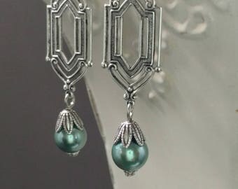 Great Gatsby Pearl Earrings - Art Deco Earrings - Art Deco Jewelry - 1920s Wedding Jewelry - Downton Abbey Style Jewelry - Womens Jewelry
