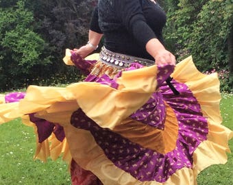Gypsy skirt, tribal belly dance skirt, flamenco, boho skirt, belly dance costume, purple skirt, 25 yard skirt, ATS skirt