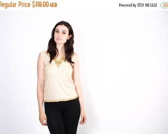 FLASH SALE - 50s Ivory Sequin Top - Vintage Sequin Tops - The Ashbury Top - 5319