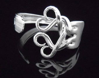 Silver Fork Bracelet in Original Weaving Hearts Design