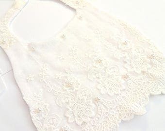 Lace Baptism Bib, White Lace Bib, Ivory Lace Bib, Heirloom Bib, Lace Christening Set, Lace Baptism Set, Wedding Bib, Lace Wedding Bib