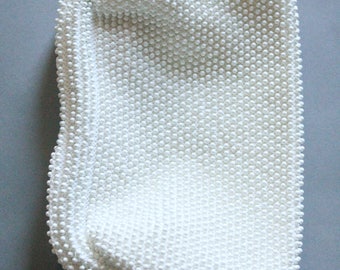 Vintage 60's White Beaded Clutch Purse by Corde Bead