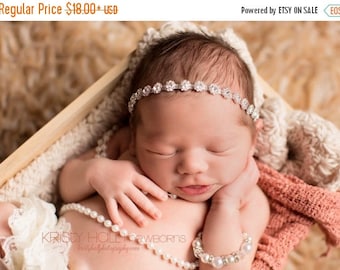 ON SALE Newborn Rhinestone headband, halo headband, bling headband, newborn photography prop