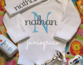 Newborn Baby Boy Coming Home Outfit Baby Boy Clothes Baby Boy Gift Baby Boy Outfit Baby Boy Hat Personalized Take Home Outfit Baby Boy Gift