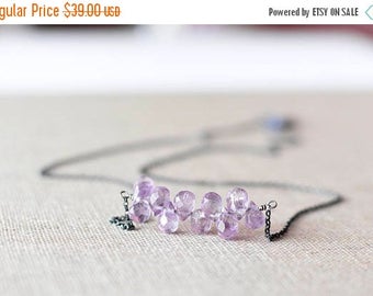Clearance Sale Amethyst Necklace Oxidized Sterling Silver