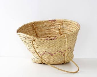 Vintage Straw Bag • Round Straw Bag • Straw Shoulder Bag • Straw Market Bag • Vintage Straw Purse • Round Straw Tote | B892
