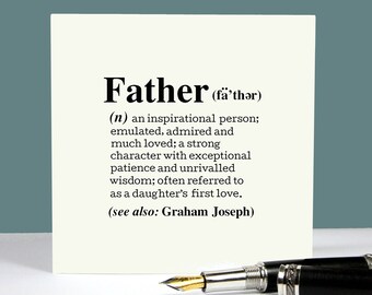 Father's Day Card|Card for Dad|Card for Father|Father's Day|Personalised Card|Dad Birthday Card|Sentimental Card|Father Definition Card