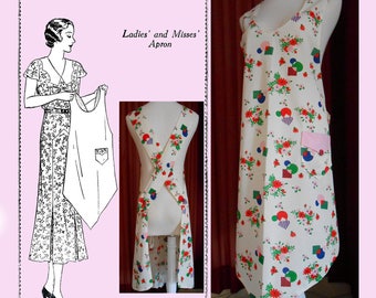 Instant Digital Download Vintage 1920's Apron Pattern, Vintage Flapper Era Full Size Reproduction Apron Sewing Pattern, Mail order # 910