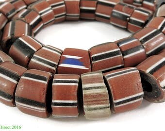 Striped Greenhearts Venetian Trade Beads Africa 107053