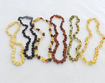 SMALL Amber Necklace Teething Relief Baltic Amber Pain Relief Choose your color