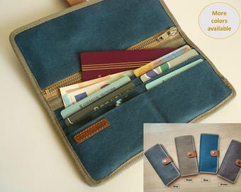 Bifold wallet / Travel wallet for women/ travel wallet for men/ Phone wallet