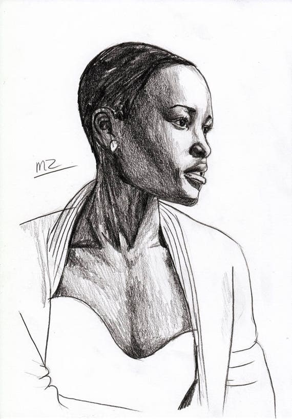Lupita Nyong'o original pencil sketch size A5