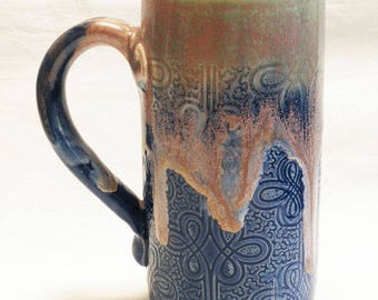 lace design stoneware 20oz ceramic coffee mug 20D072