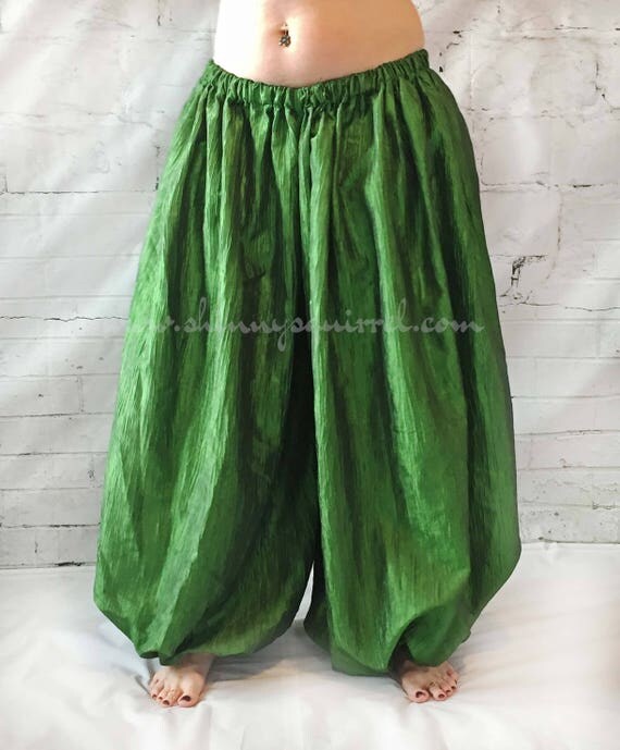 Belly dance pants/ metallic emerald green/ harem pants/
