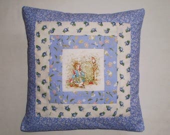 Beatrix Potter's PETER RABBIT Patchwork Nursery Cushion with Laura Ashley Fabrics