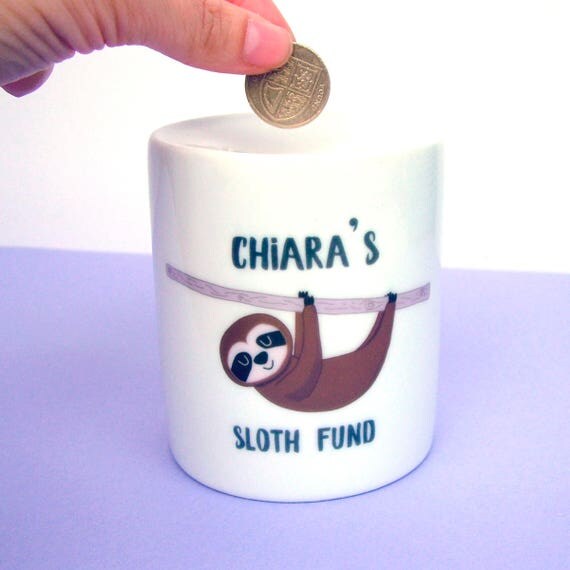 Sloth Money Box Personalised Money Box Sloth Gift Sloths