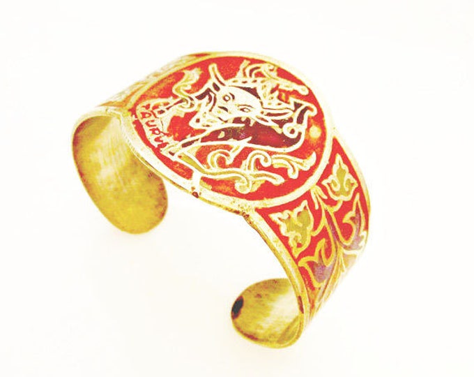 Zodiac Boho Cuff Bracelet - Taurus - Brass Enamel Bangle