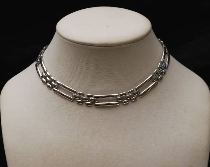 Silver link Necklace - Napier signed - Collar choker Necklace